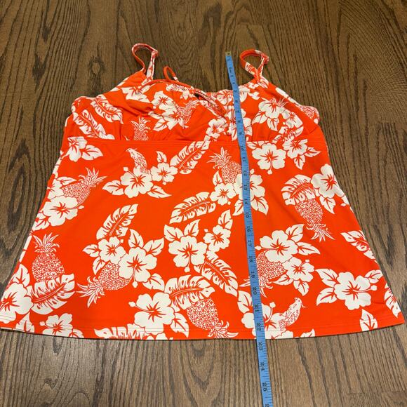 Lands End Womens Orange Floral Underwire Tankini Swim Suit Top Plus Size 18 - Picture 9 of 9